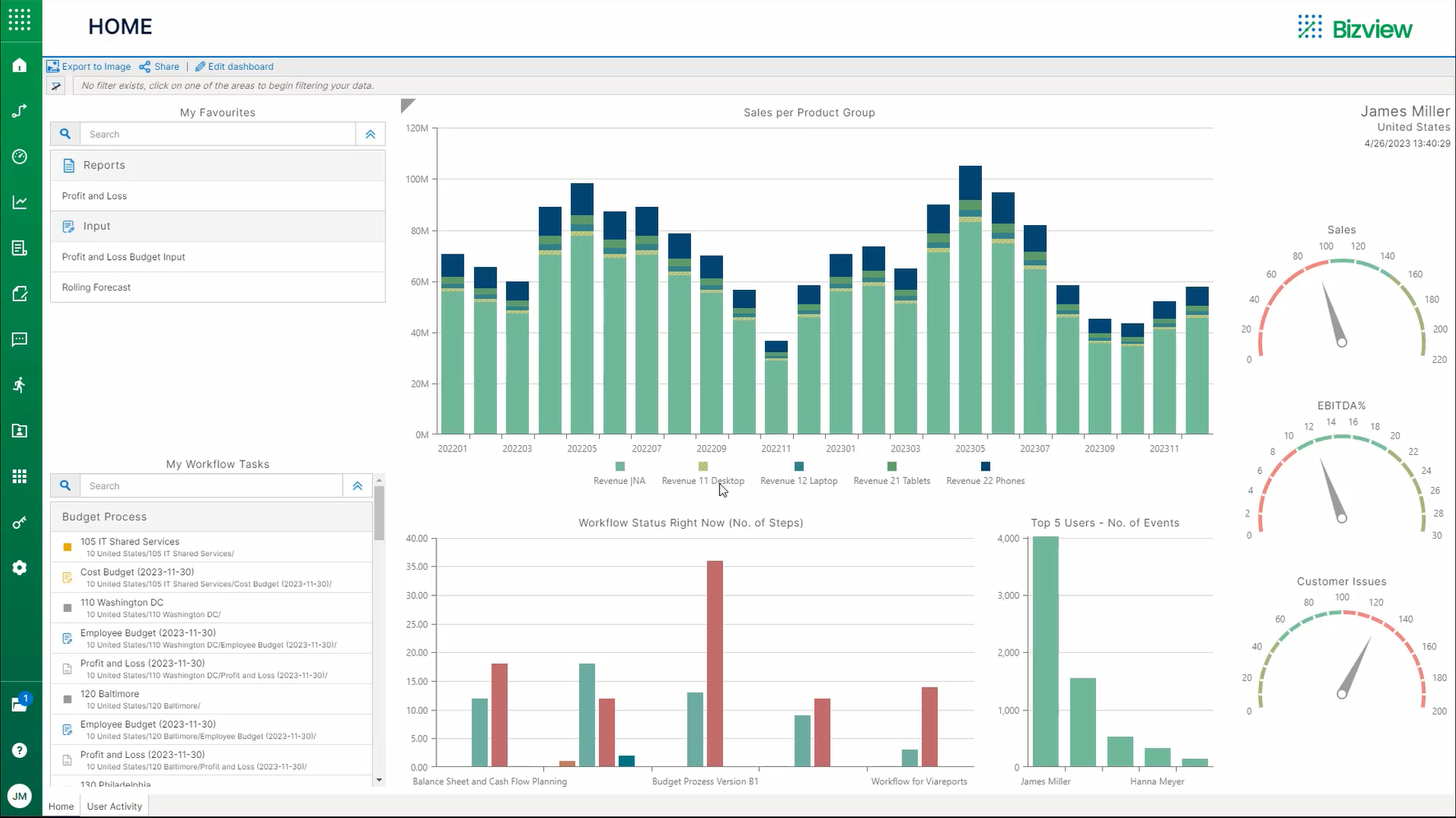Bizview Home Screen